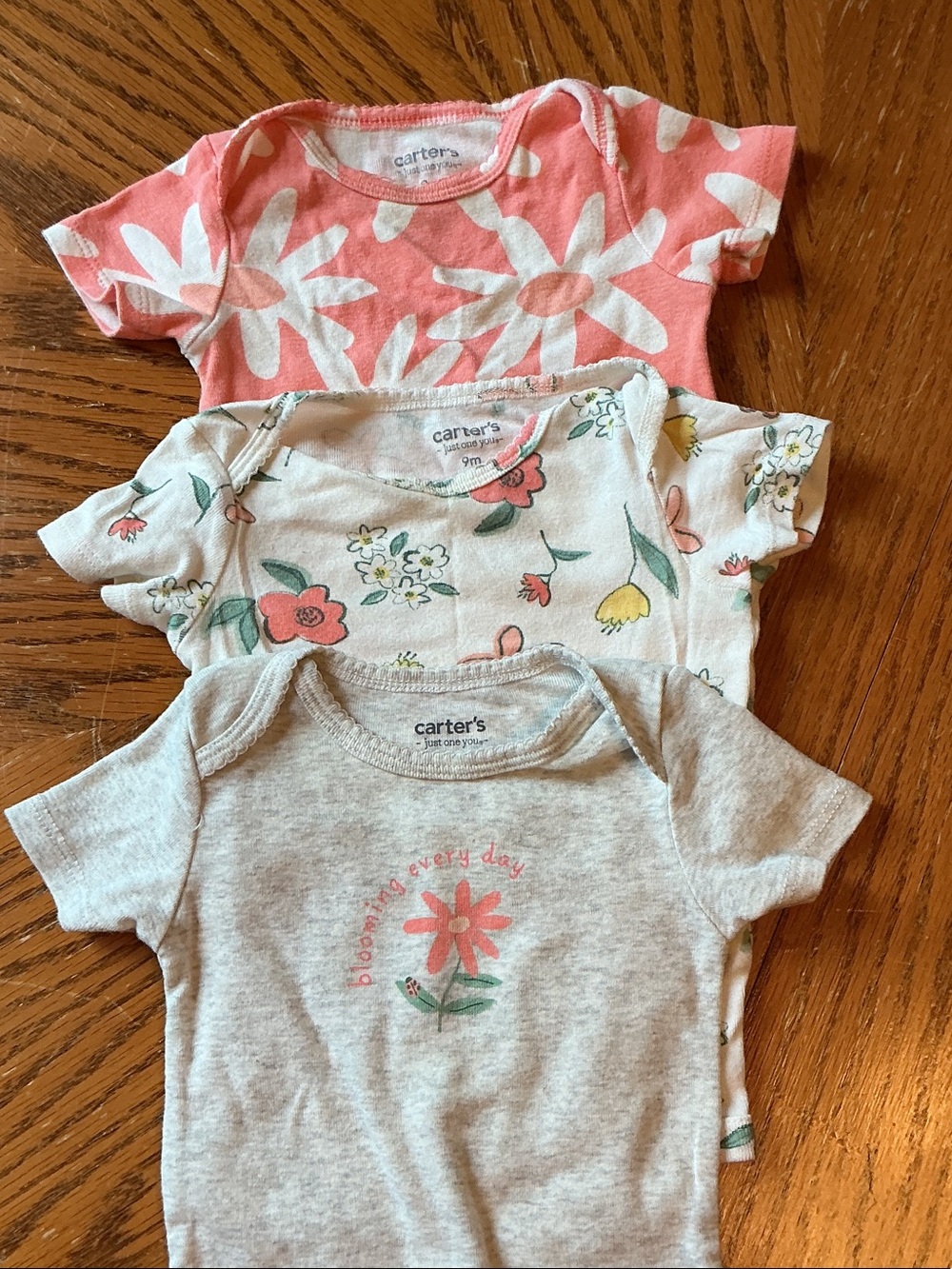 Carter's Baby Girls Floral & Daisy One-Piece Bodysuits - Coral, Cream, Pink